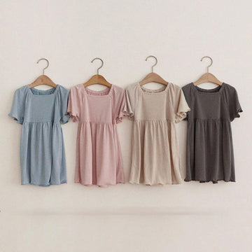 Soft Modal Flare Sleeve Dress フレア 半袖ワンピース【mh0012625】