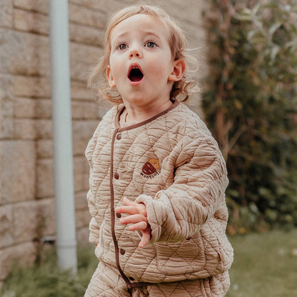 長袖キルトジャケット 裏起毛素材 パイピングデザイン アウター ブルゾン【mh0011647】