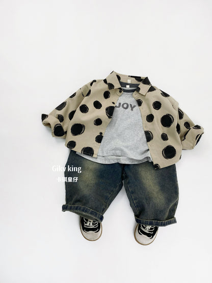 Large Polka Dot Loose Long Sleeve Shirt