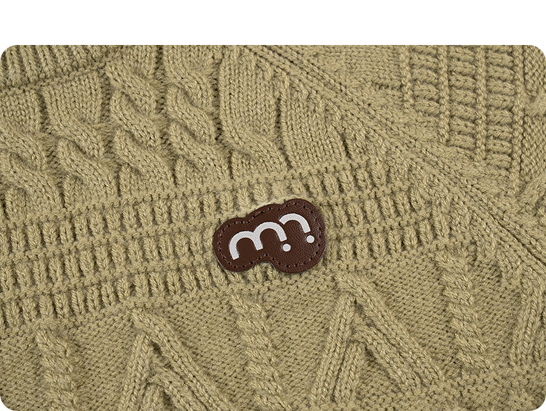 -長袖ニットセーター ケーブル編み リブ編み クルーネック プルオーバー【mh0011305】 - mamahalo shop - ニット・セーター -  べビー服 - 子供服 - 男の子 - 女の子