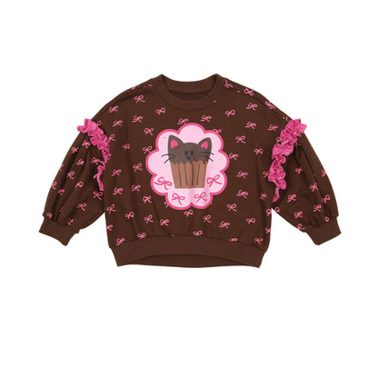 -ねこ柄ジップアップパーカー/フリルスウェットシャツ/フリルキュロットスカート/スカート付きパンツ【mh0010983】 - mamahalo shop - 長袖セットアップ -  べビー服 - 子供服 - 男の子 - 女の子