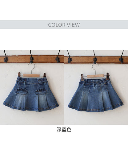 -プリーツフリルポケットデニムスカート イージーウエストミニスカート【mh0010828】 - mamahalo shop - スカート -  べビー服 - 子供服 - 男の子 - 女の子