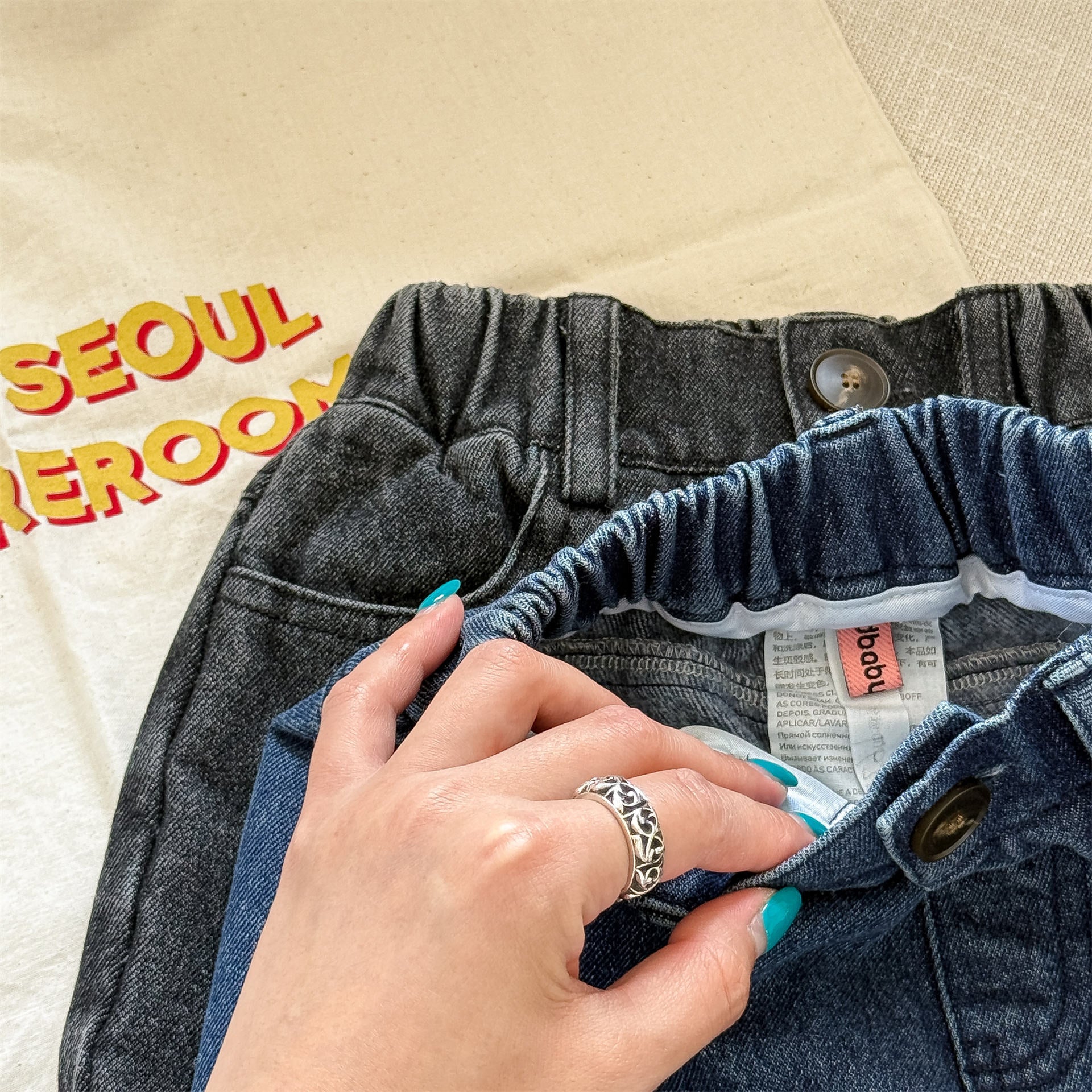 -キャラクタープリントポケットデニムパンツ ワイドパンツ【mh0010808】 - mamahalo shop - デニムパンツ -  べビー服 - 子供服 - 男の子 - 女の子