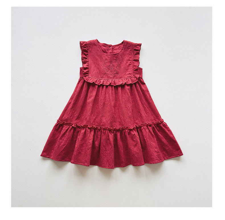 French Vintage Flower Embroidered Dress フレンチ ノースリーブワンピース【mh0013654】