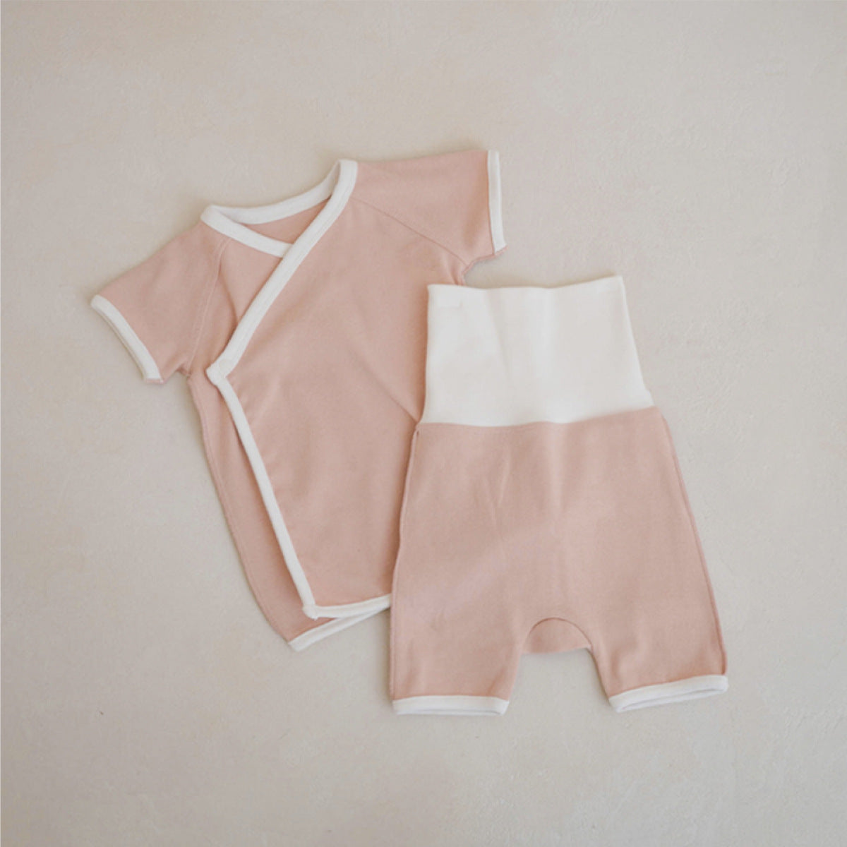Baby Cache-Coeur Short-Sleeve Top & High-Waist Pants Set [mh0013886]