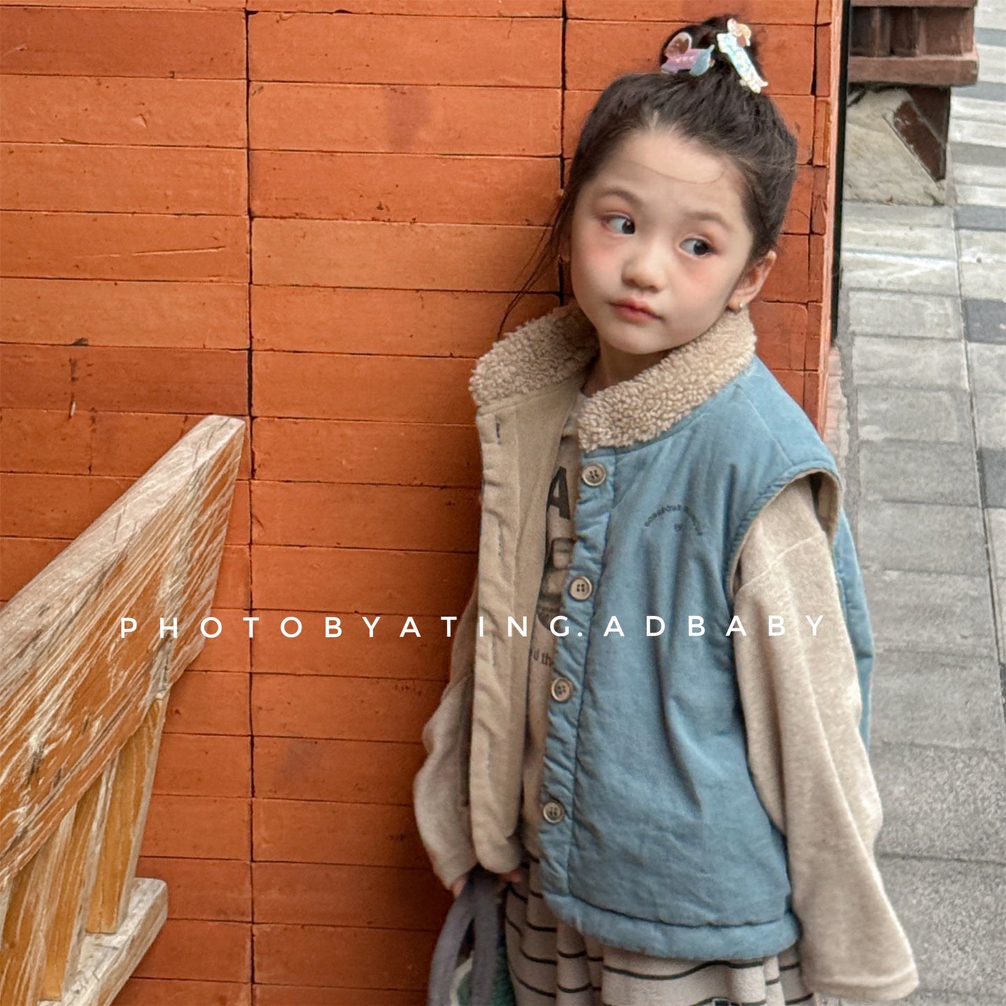 -ボア襟コーデュロイキルティングベスト刺繍入りアウター【mh0010915】 - mamahalo shop - ベスト -  べビー服 - 子供服 - 男の子 - 女の子