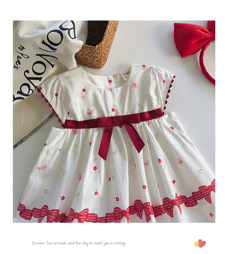 Mushroom Ribbon Print Dress リボン ノースリーブワンピース【mh0013657】
