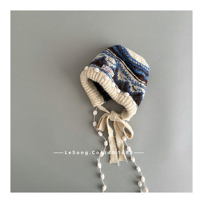 キッズ帽子 ニット タッセル フェアアイル ニットキャップ【mh0011807】