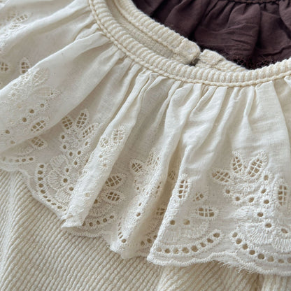 -フラワーフリル襟長袖Tシャツ キッズカットソー【mh0010958】 - mamahalo shop - 長袖Tシャツ -  べビー服 - 子供服 - 男の子 - 女の子