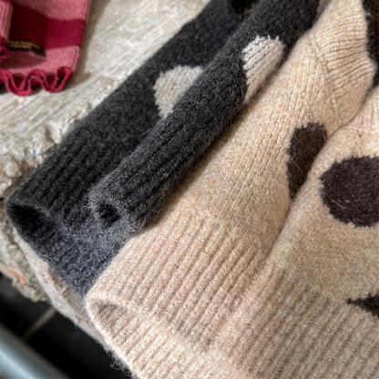 ニットベスト コインドット 水玉 前あき【mh0011922】