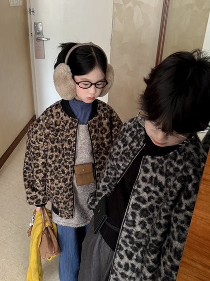 ブルゾンジャケット キッズ レオパード柄 厚手 ボア オーバーサイズ カジュアル アウター【mh0011663】