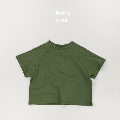 Raglan Sleeve Bamboo Cotton Top クルーネック 無地 半袖Tシャツ【mh0012826】