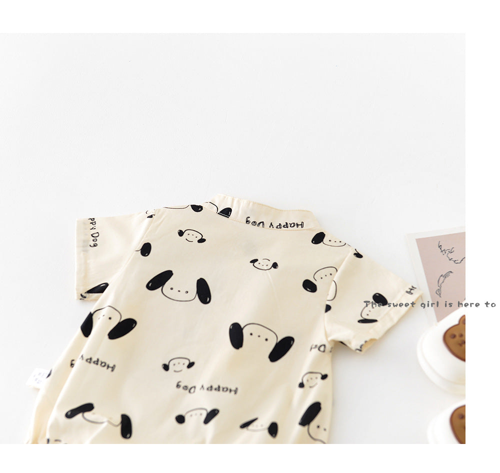 Baby Short Sleeve Romper with Dog Print【mh0001911】