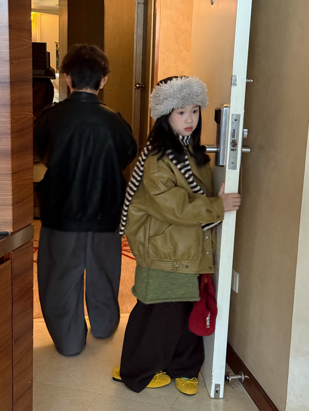 フェイクレザージャケット キッズ  厚手 ラペル モード ライダース【mh0011668】