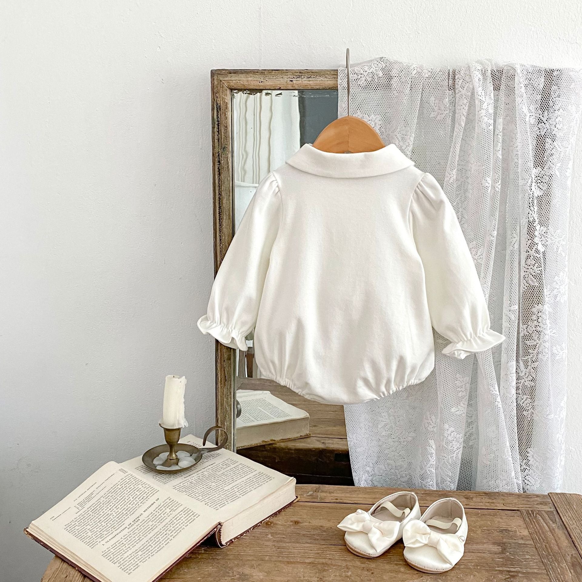 -刺繍切り替え襟付き長袖ロンパース【mh0010851】 - mamahalo shop - 長袖ロンパース -  べビー服 - 子供服 - 男の子 - 女の子