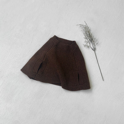 -ニットポンチョ マント リブ編み ハイネック 袖穴付き アウター【mh0011370】 - mamahalo shop - カーディガン・パーカー -  べビー服 - 子供服 - 男の子 - 女の子