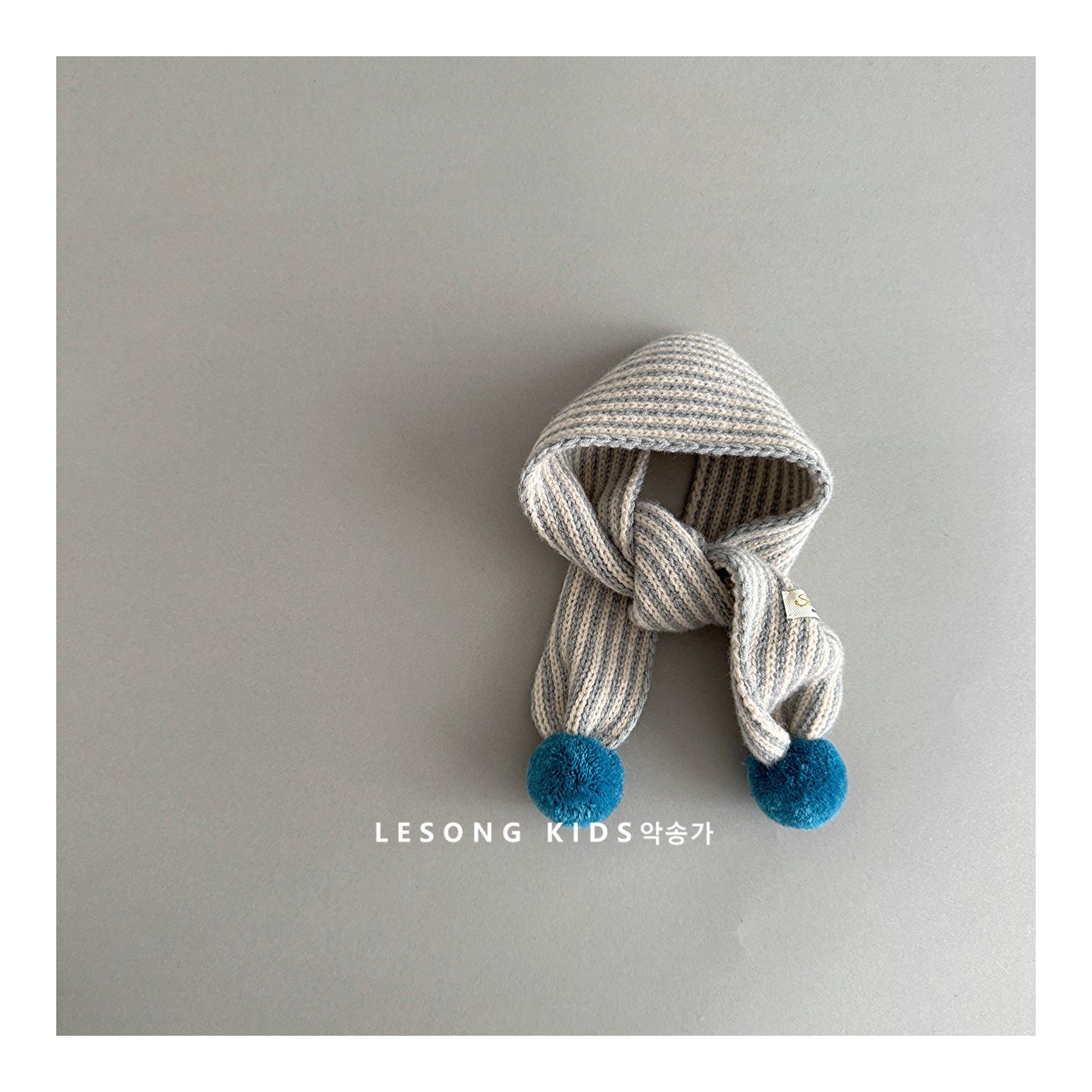 Kids' Striped Pom-Pom Knit Scarf, Winter Neck Warmer [mh0011596]