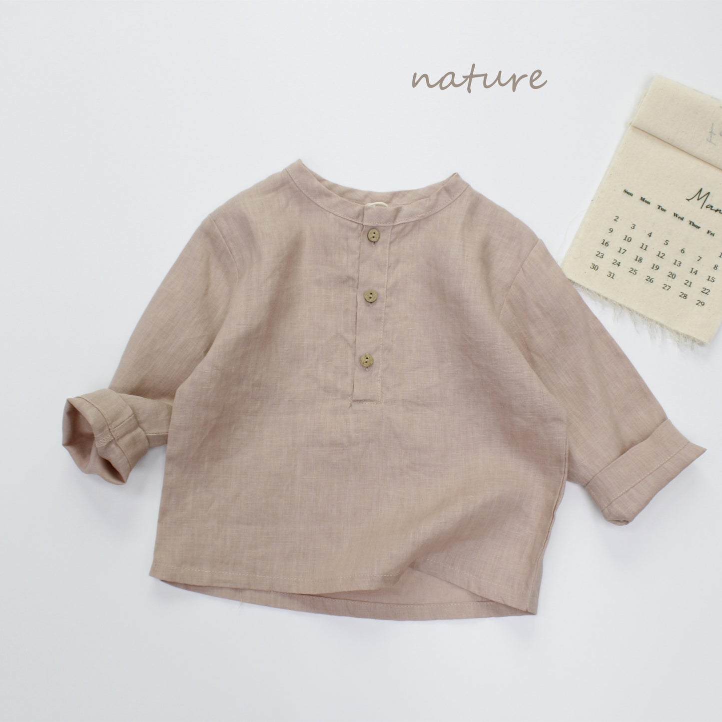 Minimalist Button Linen Shirt ナチュラルリネン 長袖シャツ【mh0013628】