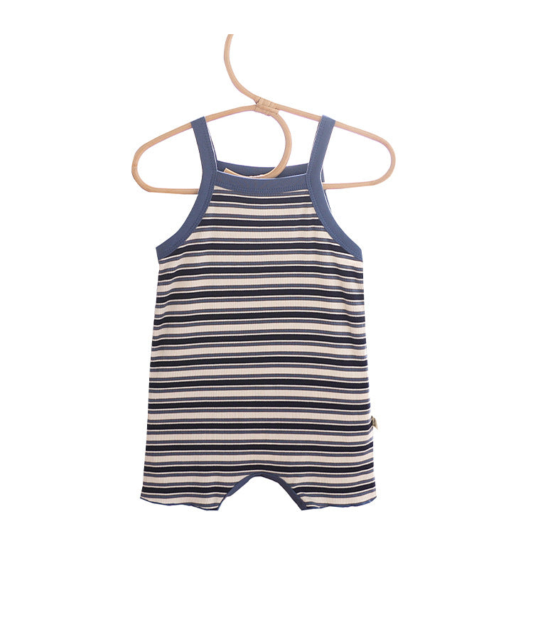 Sleeveless Striped Cotton Romper ボーダー ノースリーブロンパース【mh0013500】