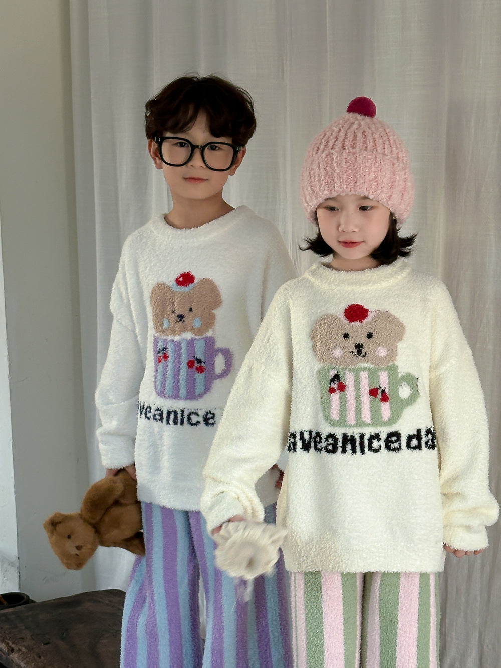 長袖パジャマセット もこもこ ベアくま ルームウェア【mh0011651】