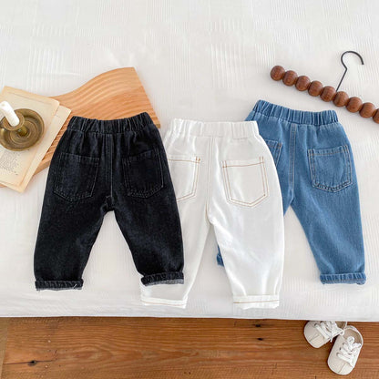 -デニムパンツウエストゴム長ズボンシンプルボトムス【mh0010917】 - mamahalo shop - ロングパンツ・スウェットパンツ -  べビー服 - 子供服 - 男の子 - 女の子