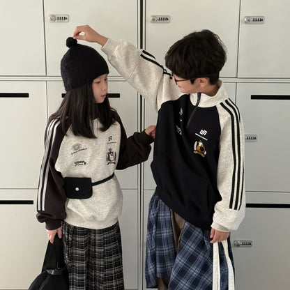 -バイカラーロゴハーフジップスウェットシャツ【mh0010937】 - mamahalo shop - トレーナー・フーディ -  べビー服 - 子供服 - 男の子 - 女の子