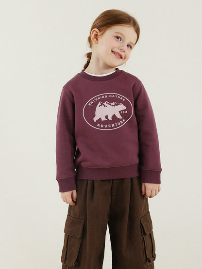 -長袖スウェットシャツ 裏起毛 プリント クルーネック 暖か【mh0011342】 - mamahalo shop - 長袖Tシャツ -  べビー服 - 子供服 - 男の子 - 女の子