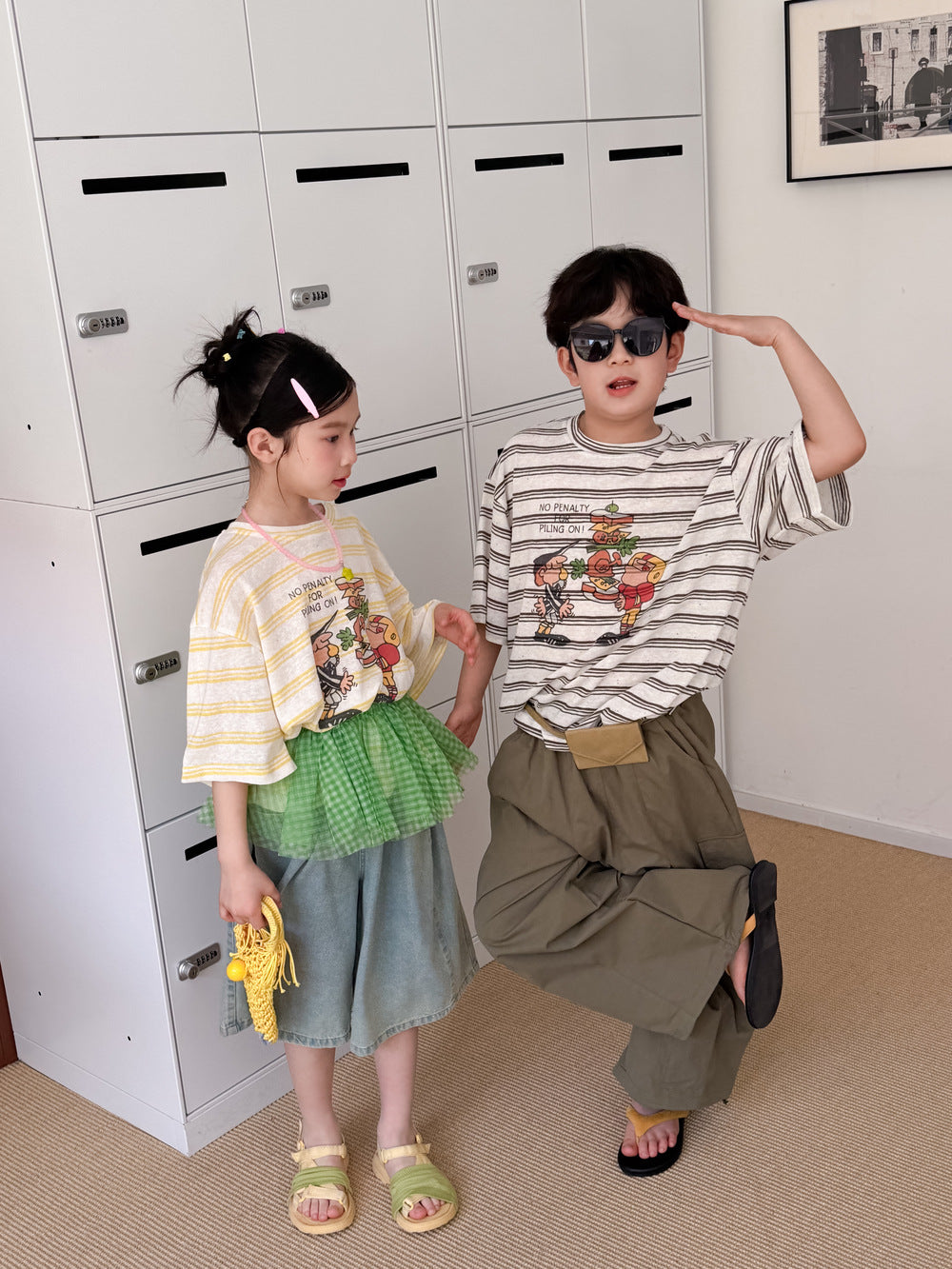 Cartoon Stripe Tee ボーダー 半袖Tシャツ【mh0013530】