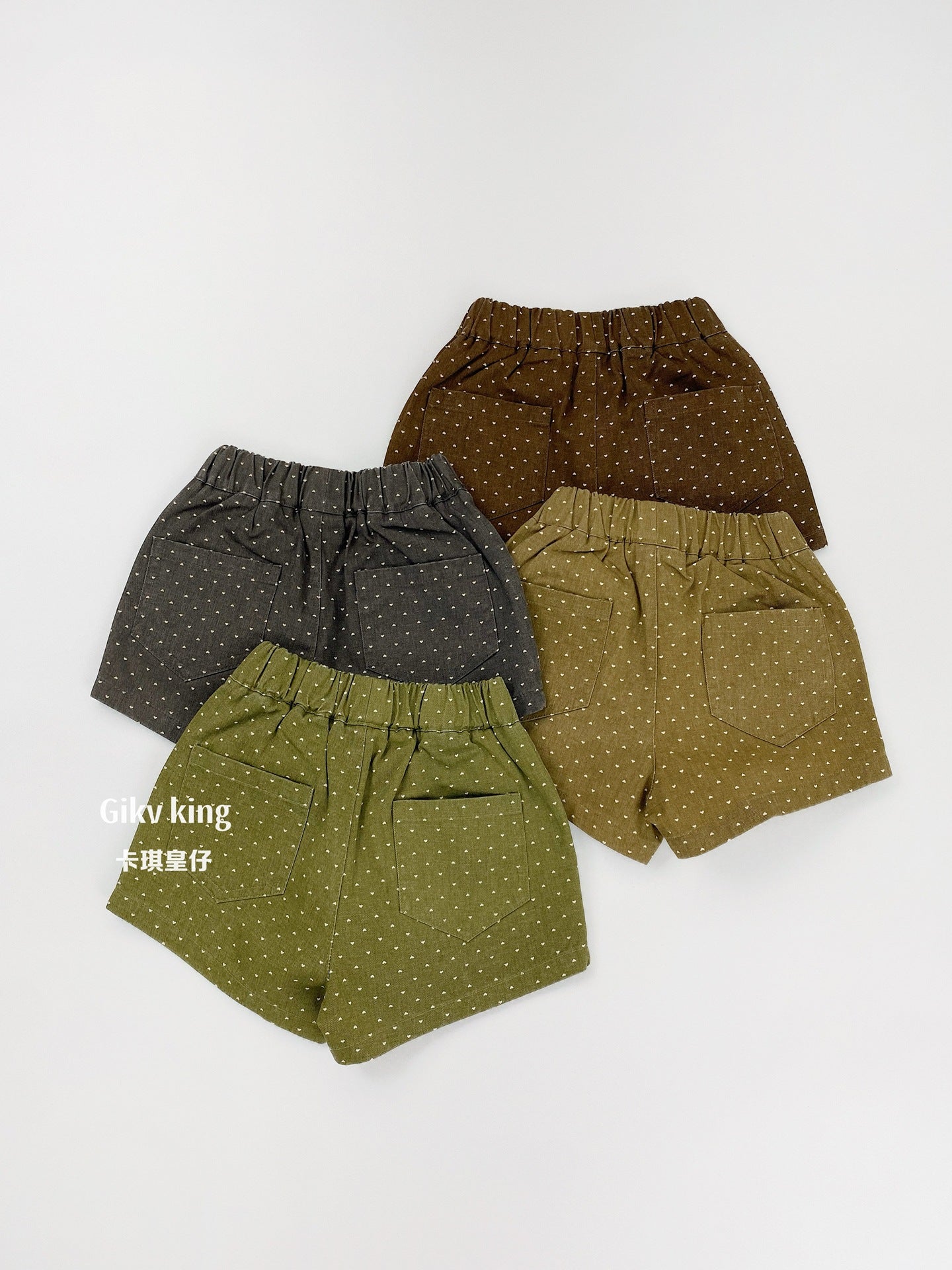 Heart Pattern Elastic Waist Cotton Shorts ハート ショートパンツ【mh0013483】