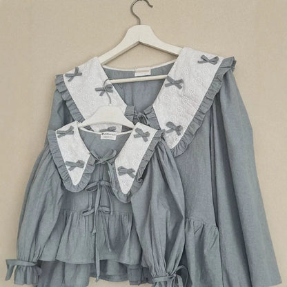 Kids' Ribbon Big Collar Ruffle Long-Sleeve Blouse [mh0014751]