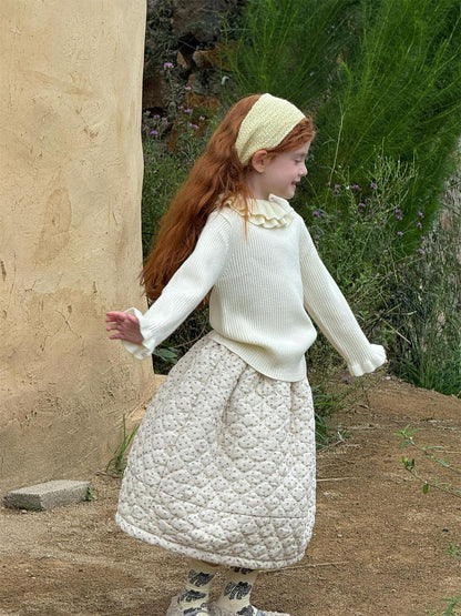 キルティングスカート 厚手 キルト ミモレ丈 無地 花柄【mh0011750】