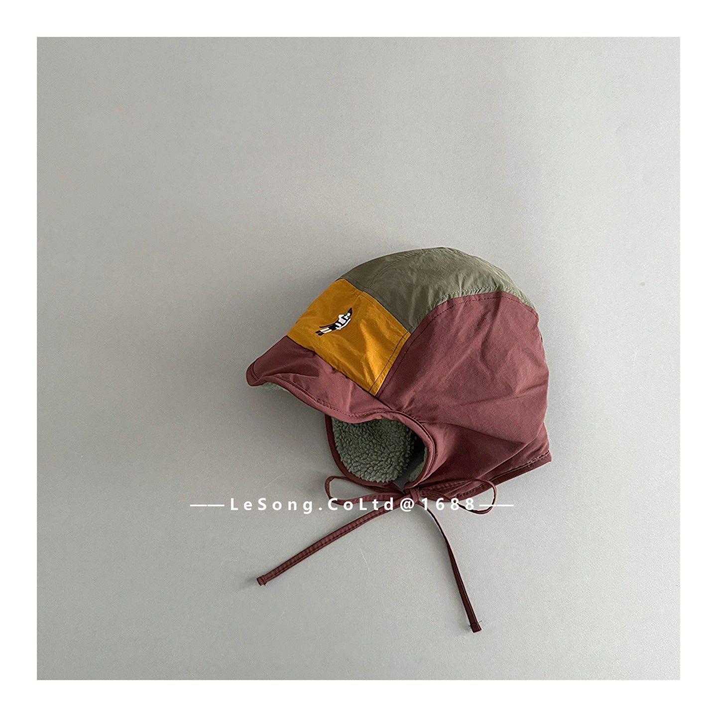 キッズ帽子 裏フリース 耳当て付き カラーブロック フライトキャップ【mh0011837】