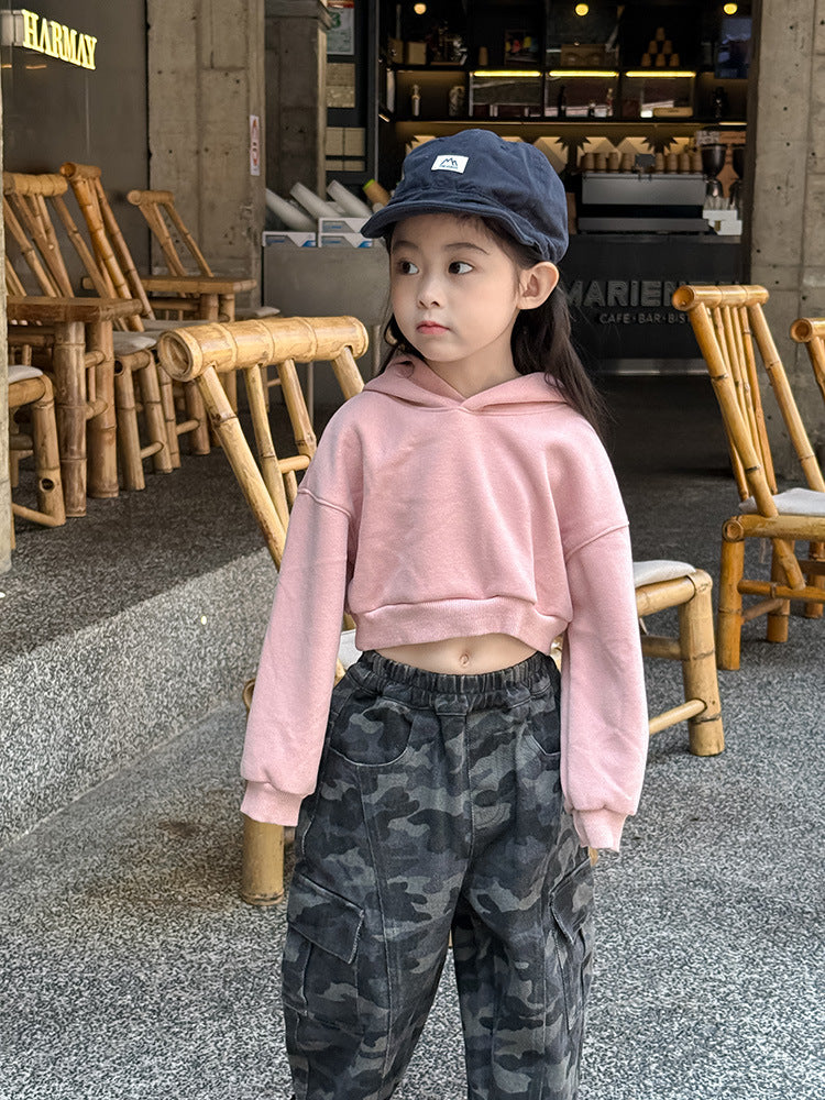 -クロップド丈パーカー 刺繍ロゴ入りフーディー ショートスウェット【mh0011053】 - mamahalo shop - カーディガン・パーカー -  べビー服 - 子供服 - 男の子 - 女の子