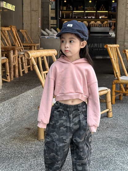 -クロップド丈パーカー 刺繍ロゴ入りフーディー ショートスウェット【mh0011053】 - mamahalo shop - カーディガン・パーカー -  べビー服 - 子供服 - 男の子 - 女の子