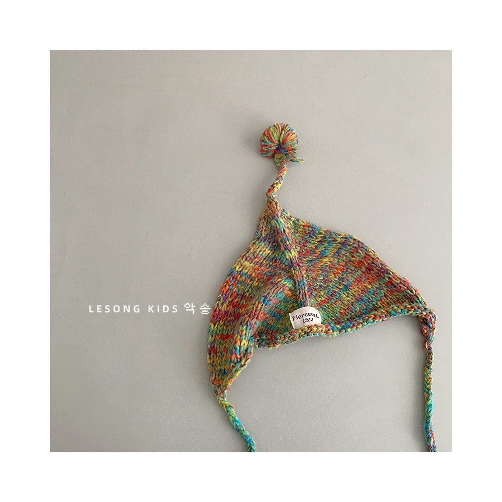 キッズ帽子 ニットキャップ カラフルネップ ロールブリム【mh0011848】