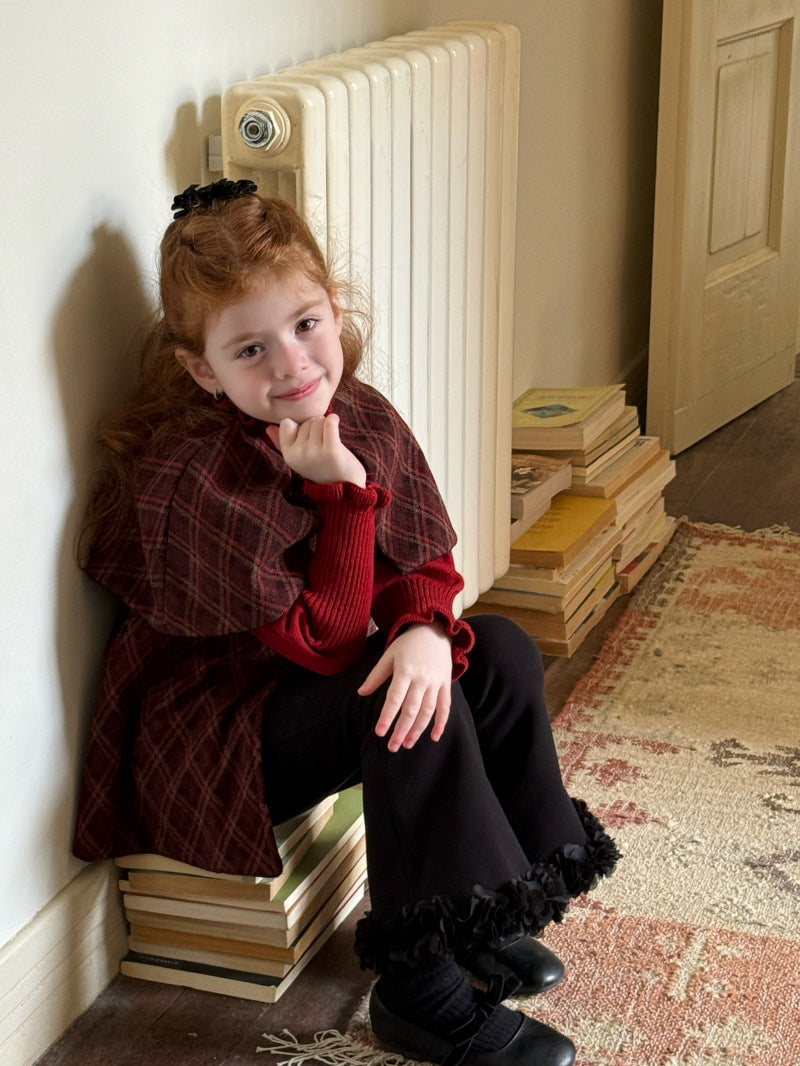 Long-sleeved mock neck cut-and-sew sweater with a ruffled high neck and bottle neck. Basic sweater [mh0011897]