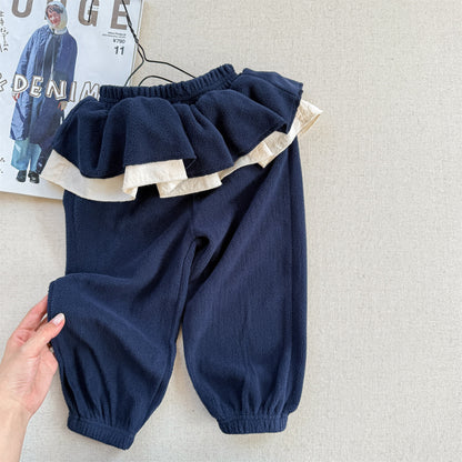 -ビッグフリルスカート付きボアパンツ フリースパンツ【mh0010817】 - mamahalo shop - ロングパンツ・スウェットパンツ -  べビー服 - 子供服 - 男の子 - 女の子