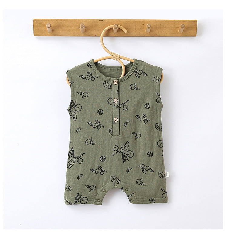 Sleeveless Fruit Plant Print Romper ベジタブル柄 ノースリーブロンパース【mh0013595】