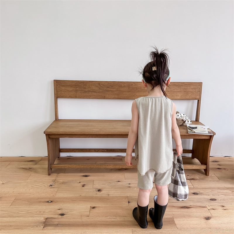 Kids' Smile Print Tank Top & Shorts Set [mh0001805]