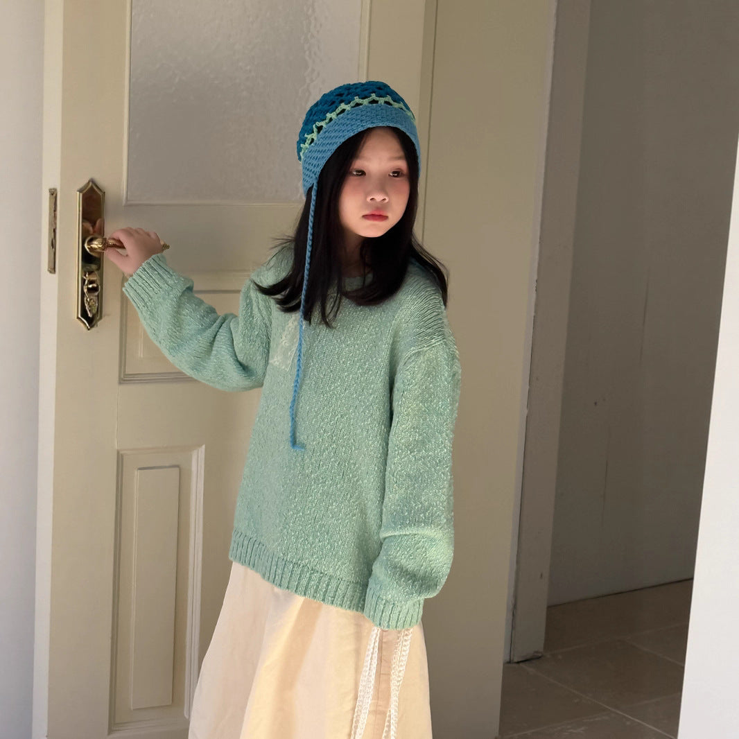 -ライトミントニットプルオーバー/スリットロングスカートドッキングパンツ【mh0010936】 - mamahalo shop - 長袖セットアップ -  べビー服 - 子供服 - 男の子 - 女の子