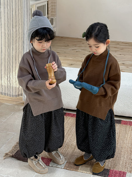 Kids' High-Neck Side-Slit Knit Sweater [mh0014781]