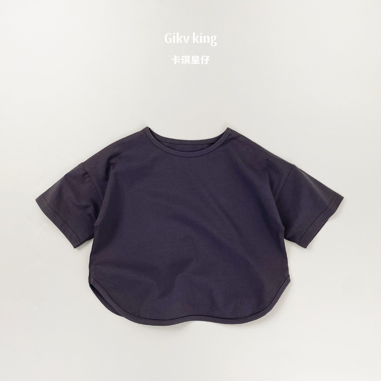 Curved Hem Solid Short Sleeve T-shirt クルーネック 無地 半袖Tシャツ【mh0012830】