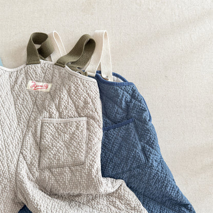 キルトサロペットオーバーオール 防寒 サスペンダーパンツ【mh0011910】