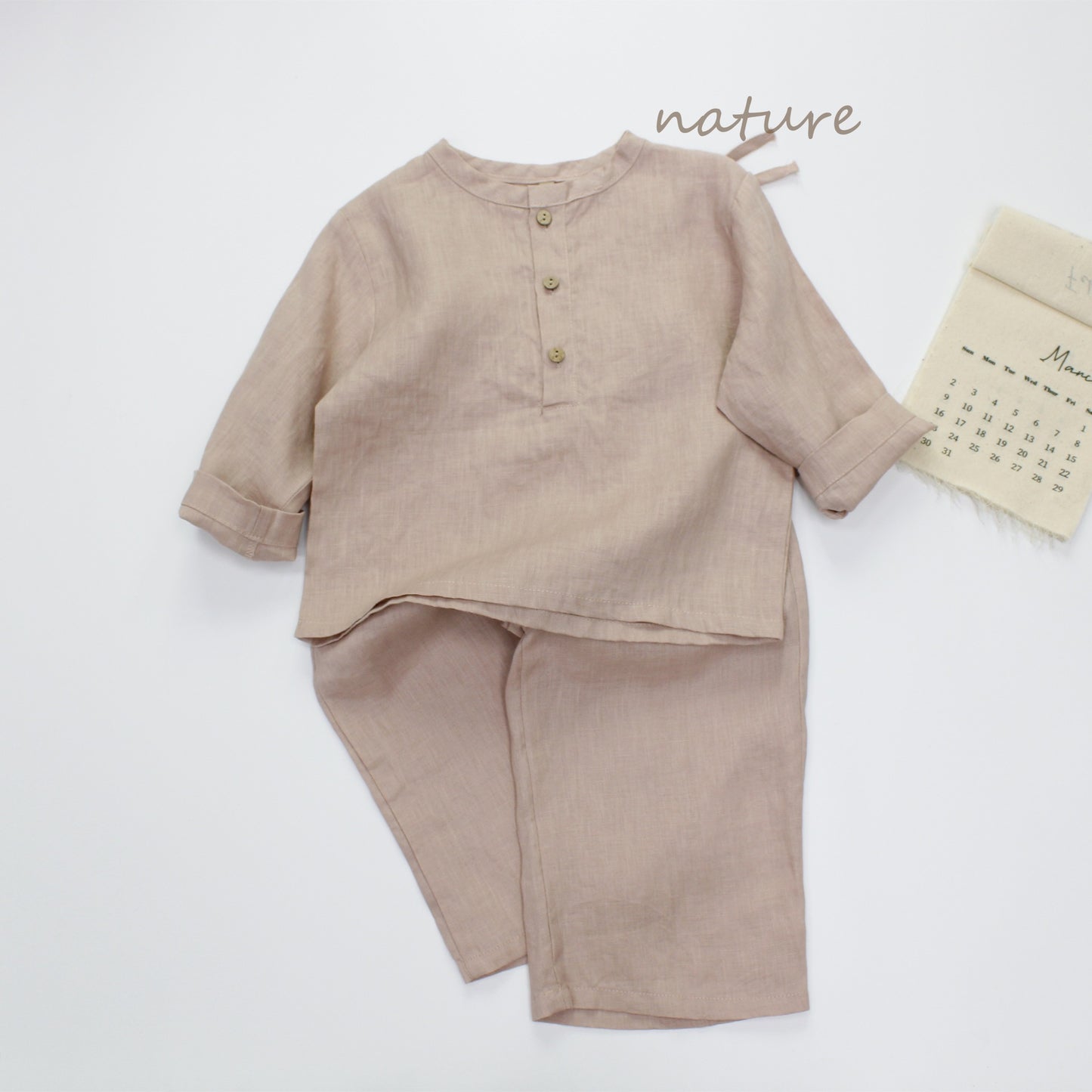 Minimalist Button Linen Shirt ナチュラルリネン 長袖シャツ【mh0013628】
