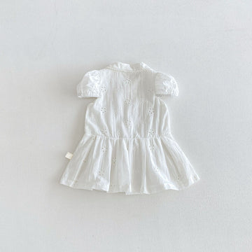 Kids Embroidered Lace Puff Sleeve Short Sleeve Dress [mh0013849]