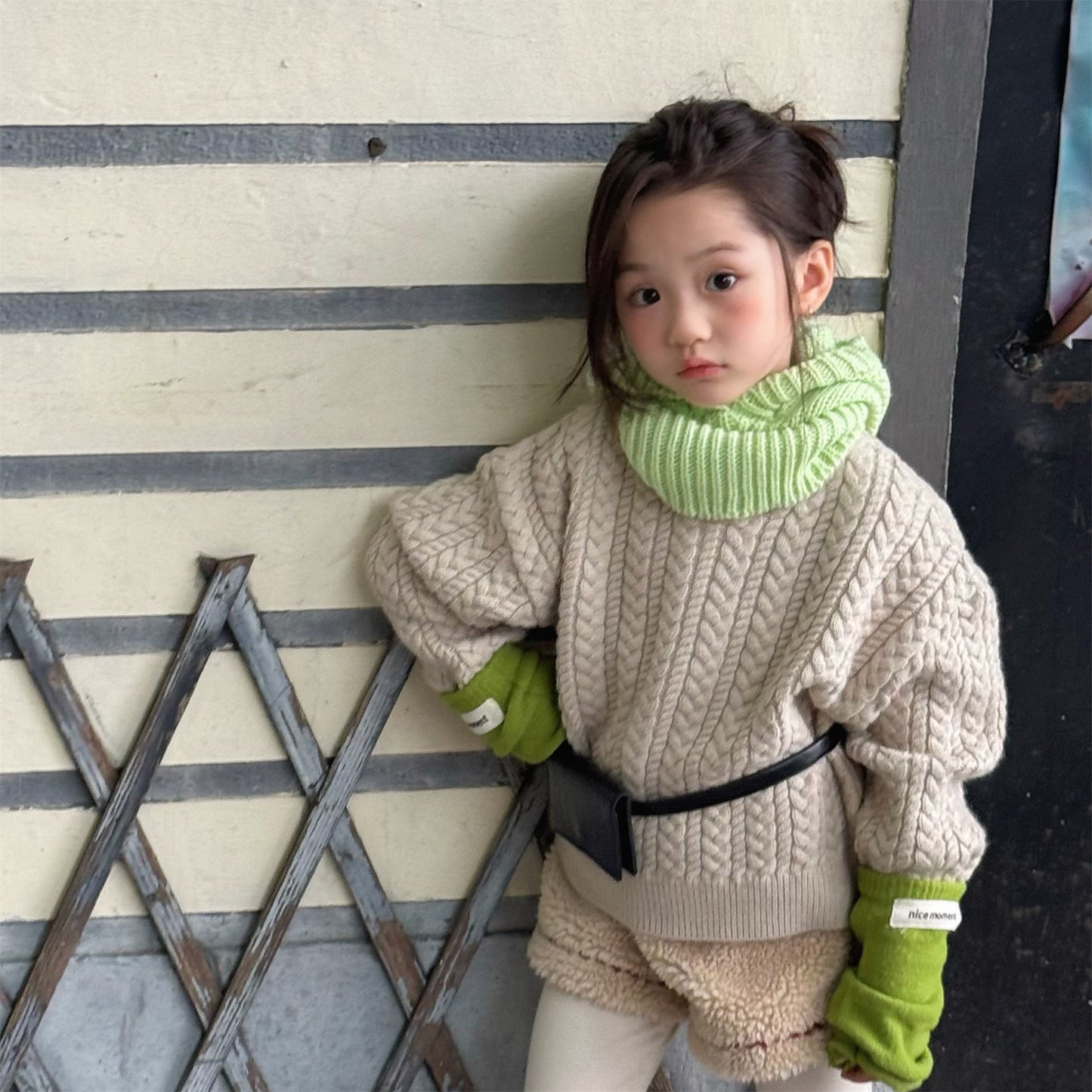 ケーブル編みクルーネックセーター【mh0010906】