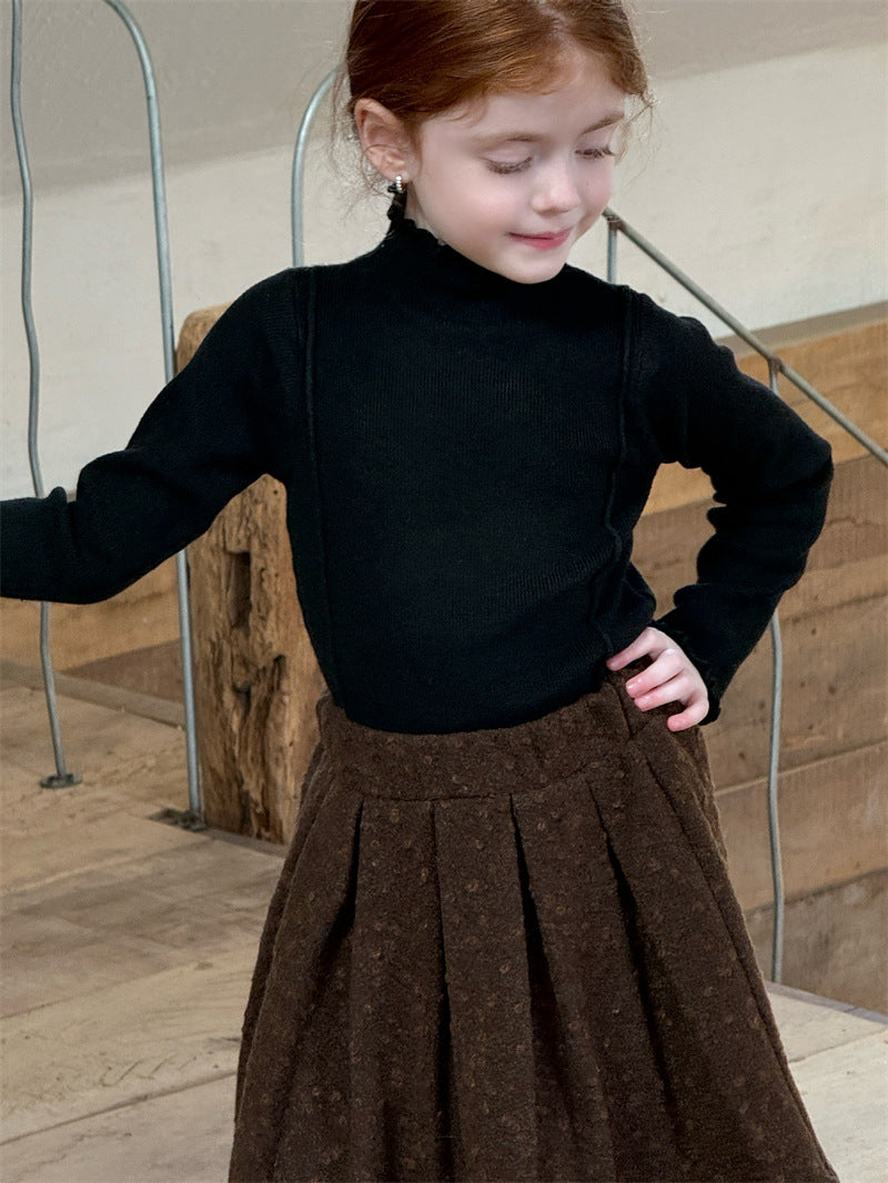 ニットトップス ハイネック ステッチ リブ シンプル モード 長袖【mh0011620】