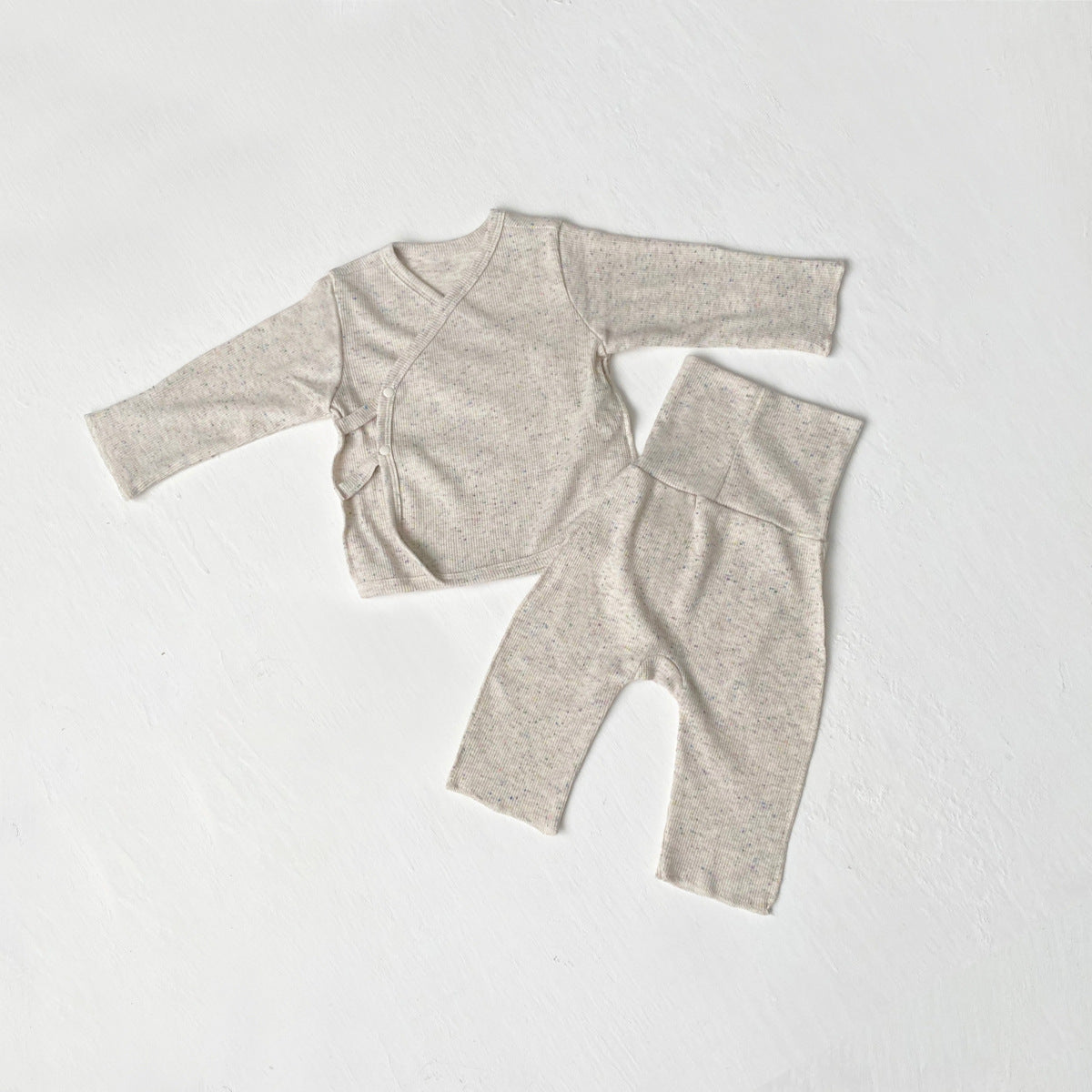 ベビー リブ カシュクール 長袖Tシャツ ハイウエストパンツ 帽子【mh0014206】