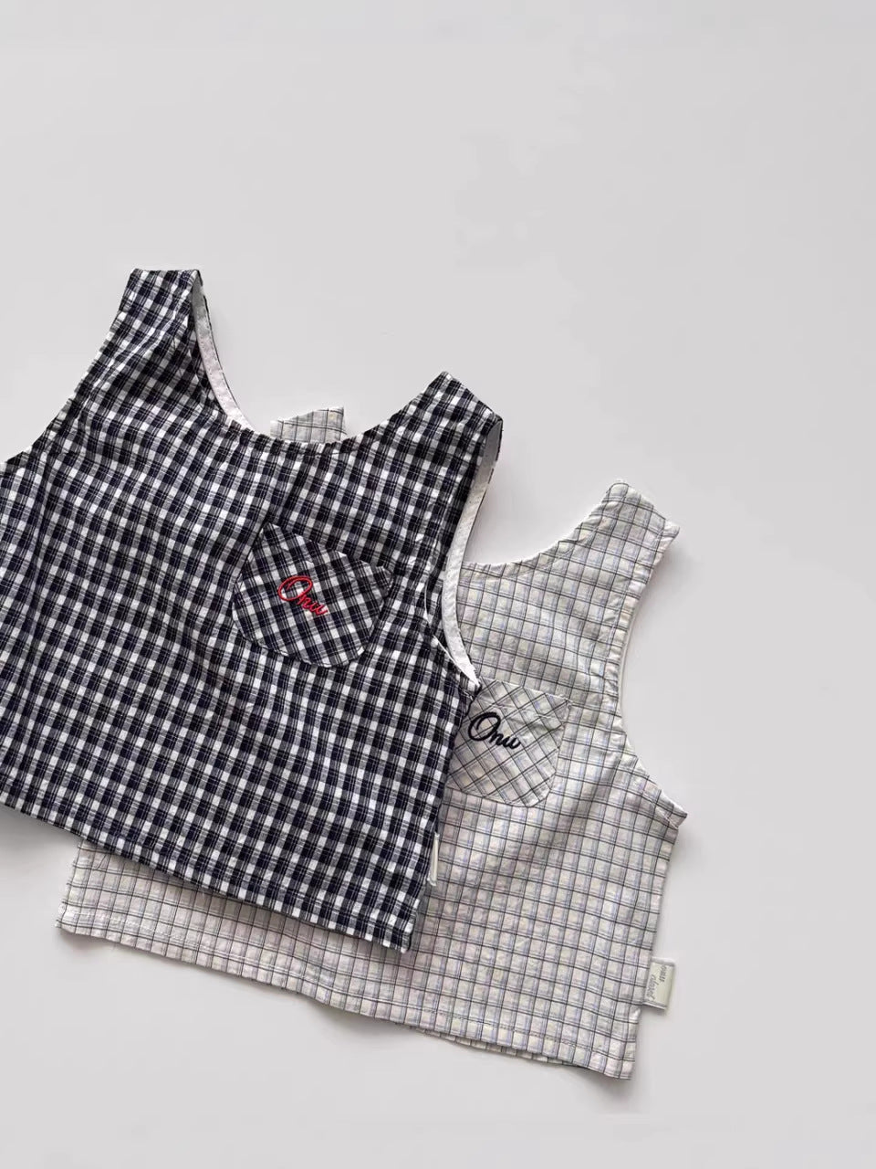Plaid Seersucker Tank Shorts Set 【mh0013273】