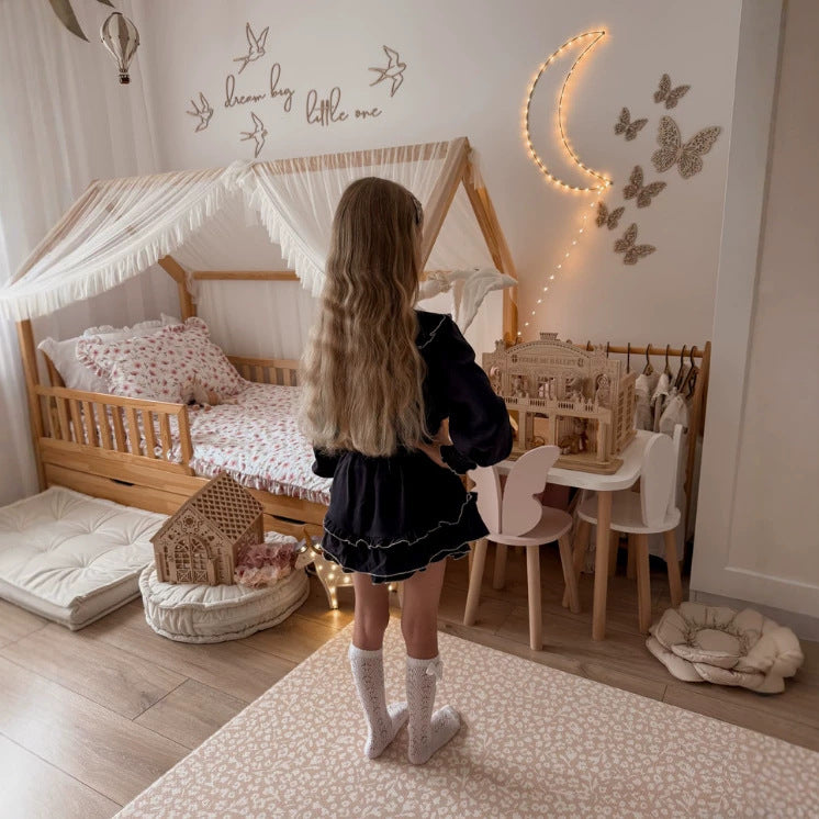 Kids' Piping Mellow Ruffle Long-Sleeve Blouse + Skirt Set【mh0014758】